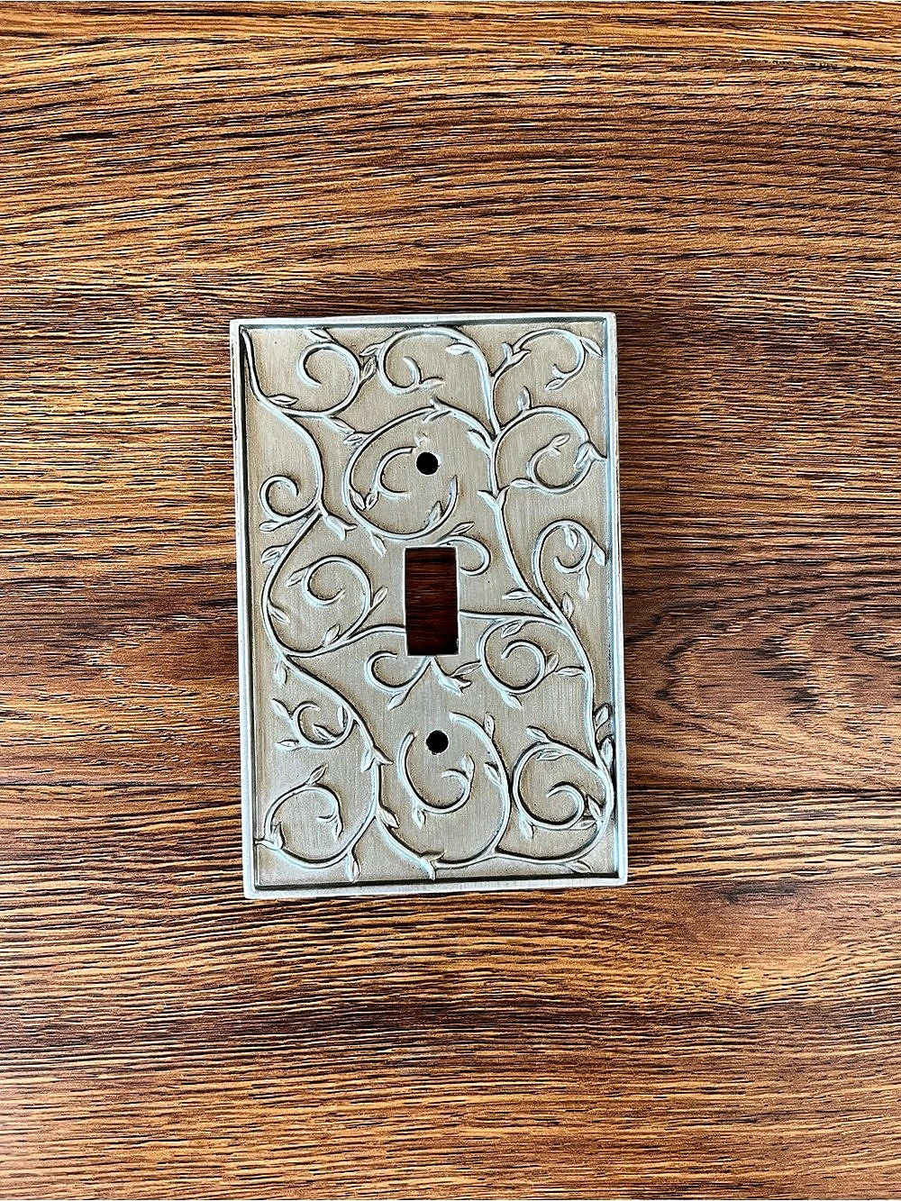 Silver Ornate Floral Decorative Switch Plate